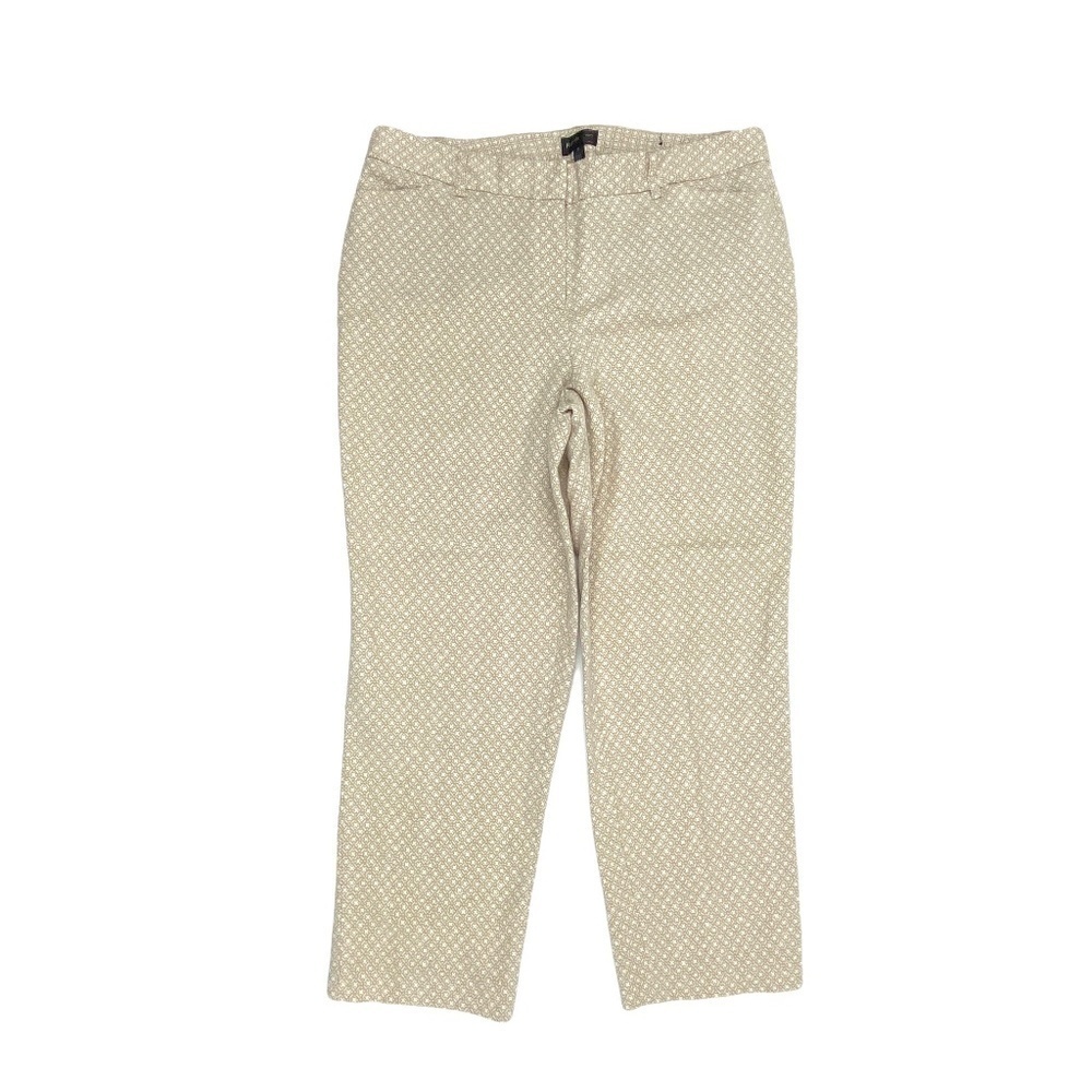 Rafaella‎ Cropped Pants Women 12 Beige White Geometric Pattern Curvy Tapered